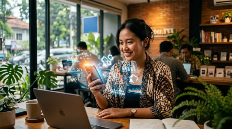 Ilustrasi Konsep AI Membantu UMKM