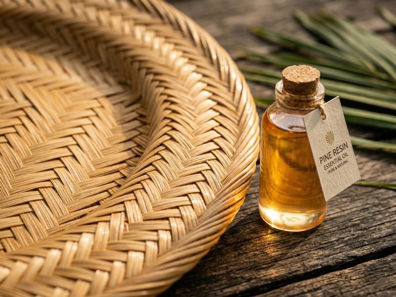 botol minyak esensial dan sabun dari olahan getah pinus Sumatera di sebuah pameran internasional.