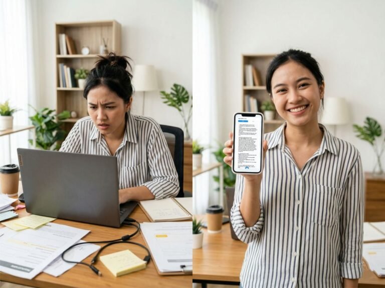 Tampilan fitur pembuat deskripsi produk otomatis yang menghasilkan teks copywriting persuasif untuk jualan online