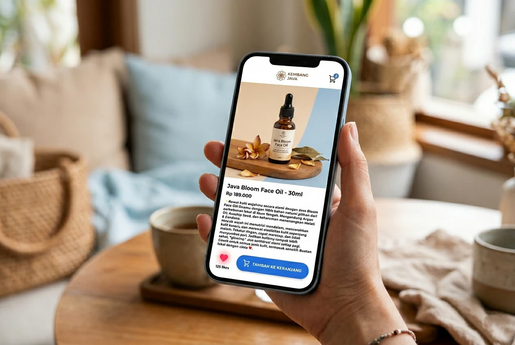 deskripsi produk yang menarik di toko online dengan tampilan smartphone