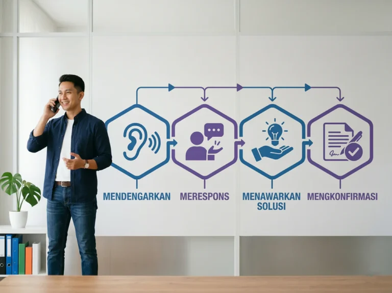 Ilustrasi penjual sukses melakukan closing penjualan lewat chat di era digital