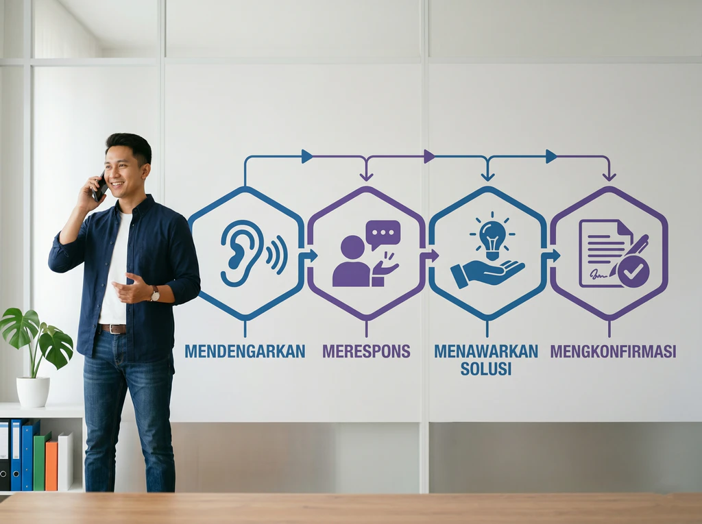 Ilustrasi penjual sukses melakukan closing penjualan lewat chat di era digital